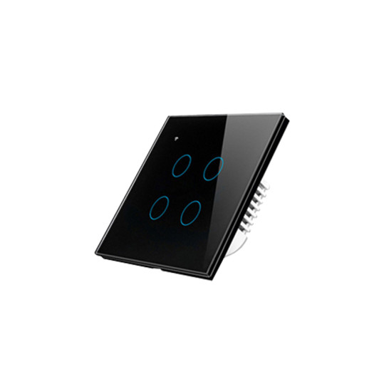 Tuya 4CH Wifi Smart Home Touch Wall Switch for Home Lamps - black - PST-WT-E4